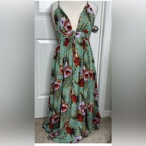 NEW Blush J Floral Maxi Dress with Tropical Print NWT
